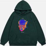 Mad&Calf Unisex Tran Smit6 Baskılı Kapüşonlu Polarlı Oversize Sweatshirt Koyu Yeşil M