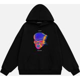 Mad&Calf Unisex Tran Smit6 Baskılı Kapüşonlu Polarlı Oversize Sweatshirt Siyah 2XL