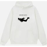 Mad&Calf Unisex Travis Scott Baskılı Kapüşonlu Polarlı Oversize Sweatshirt Ekru L