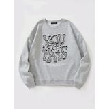 Mad&Calf Unisex You Got This Baskılı Oversize Polarlı Sweatshirt Gri XL