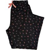 Made By Me Çiçek Desenli Kaliteli Büyük Beden Modal Pijama Altı Desenli, Lüks Kalite Modal Kumaş - Siyah - XL