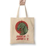 Made In Japan Godzilla Pixel Art Bez Çanta Uzun Saplı - Açık Bej - 40 X 40