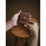 Maderiva Leather El Yapımı Hakiki Deri Minimalist Kartlık Cüzdan Viento - Açık Kahve
