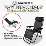 Madfox Easyrest Katlanır Şezlong Sandalye Gri Metal Malzeme ile Zero Gravity Fonksiyonu