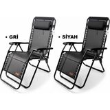 Madfox Easyrest Katlanır Şezlong Sandalye Metal Malzeme ile Zero Gravity Fonksiyonu ve Şık Tasarım - Siyah