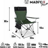 Madfox Prowler 3 Kademeli Yatabilen Kamp Sandalyesi 2 Renk - Yeşil