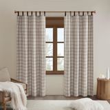 Madison Park Anaheim Kabin Ekose Perde Penceresi, Isı Yalıtımlı Polar Astar, Oturma Odası Dekoru Yatak Odası için Işık Engelleyici Örtüsü, 1-Tekli Panel Paketi, 50" x 84", Suni Deri Tab, Kahverengi