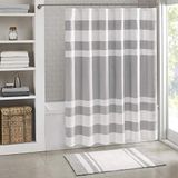 Madison Park Spa-Waffel duş perdesi, masif mikrofiber dokuma, 3M Scotchgard su geçirmez işleme, modern ev banyo dekorasyonları, 183 x 213 cm, gri