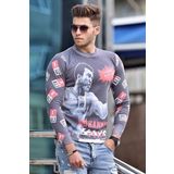 Madmext 1659 Antrasit Baskılı Erkek Sweatshirt