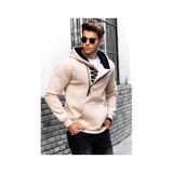 Madmext 1767 Bej Fermuar Detaylı Kapüşonlu Erkek Sweatshirt