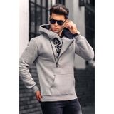 Madmext 1767 Gri Fermuar Detaylı Kapüşonlu Erkek Sweatshirt