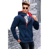 Madmext 1767 Lacivert Fermuar Detaylı Kapüşonlu Erkek Sweatshirt
