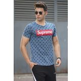 Madmext 2640 İndigo Benekli Erkek T-shirt