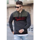 Madmext 2815 Füme Kapşonlu Çizgili Erkek Sweatshirt