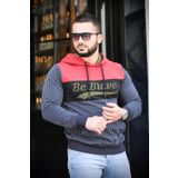 Madmext 2815 Lacivert Kapşonlu Çizgili Erkek Sweatshirt