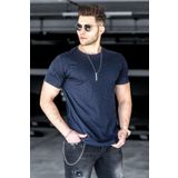 Madmext 2883 Lacivert Yırtık Detaylı Erkek T-Shirt
