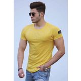 Madmext 2883 Sarı Baskılı Erkek T-shirt