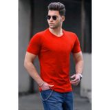 Madmext 3006 Turuncu Bisiklet Yaka Basic Erkek T-shirt