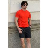Madmext 4077 Erkek Bisiklet Yaka Turuncu Basic T-shirt