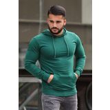 Madmext 4117 Yeşil Basic Kapüşonlu Erkek Sweatshirt