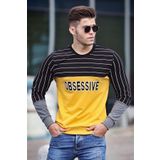 Madmext 4184 Erkek Baskılı Sarı Sweatshirt