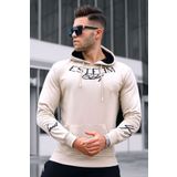 Madmext 4402 Bej Baskılı Kapşonlu Erkek Sweatshirt