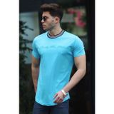 Madmext 4486 Mavi Nakış Baskılı Erkek T-shirt