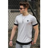 Madmext 4489 Gri Yırtık Detaylı Erkek T-shirt