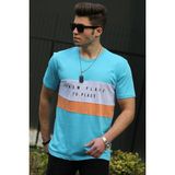 Madmext 4499 Baskılı Turkuaz Erkek T-shirt