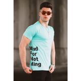 Madmext 4553 Turkuaz Baskılı Erkek T-shirt