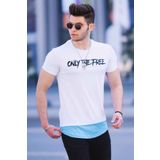 Madmext 4597 Beyaz Baskılı Erkek Tişört