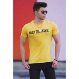 Madmext 4597 Sarı Baskılı Erkek T-shirt