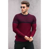Madmext 4734 Bordo Renk Bloklu Erkek Kazak