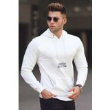 Madmext 5292 Beyaz Baskılı Kapşonlu Erkek Sweatshirt
