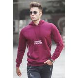 Madmext 5292 Bordo Baskılı Kapşonlu Erkek Sweatshirt