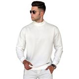 Madmext 5301 Erkek Beyaz Balıkçı Yaka Sweatshirt