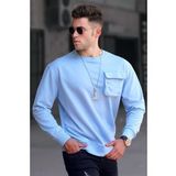Madmext 5320 Mavi Bisiklet Yaka Erkek Sweatshirt