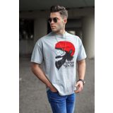 Madmext 5361 Desenli Boyalı Gri Erkek T-shirt
