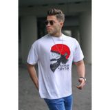 Madmext 5361 Erkek Desenli Beyaz T-shirt