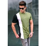 Madmext 5370 Çizgili Haki T-shirt
