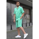 Madmext 5588 Yeşil Basic Oversize Erkek Gömlek Takımı