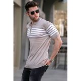 Madmext 5733 Vizon Polo Yaka Fermuarlı Erkek T-shirt