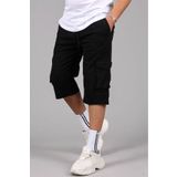 Madmext 5747 Siyah Gabardin Kargo Cep Erkek Kapri Şort