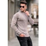 Madmext 5761 Taş Rengi Yarım Balıkçı Yaka Erkek Triko Kazak