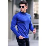 Madmext 5786 Mavi Indigo Yarım Balıkçı Yaka Triko Kazak