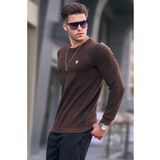 Madmext 5799 Erkek Koyu Kahverengi Bisiklet Yaka Regular Fit Basic Sweatshirt