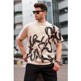 Madmext 5811 Erkek Bej Desenli T-shirt