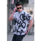 Madmext 5811 Erkek Boyalı Gri Desenli T-shirt