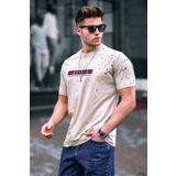 Madmext 5814 Erkek Baskılı Bej T-shirt