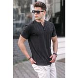 Madmext 5831 Siyah Düğmeli Erkek T-shirt